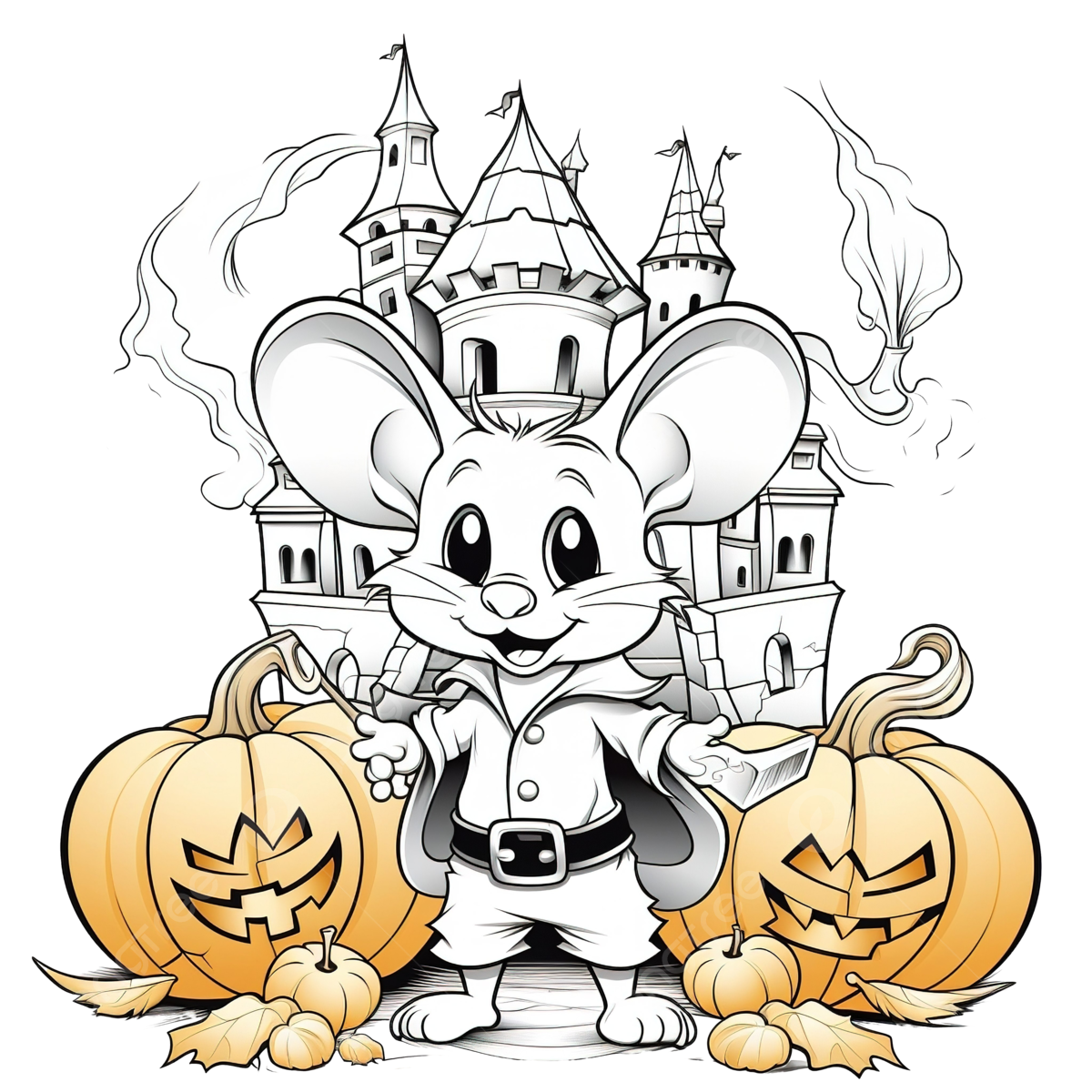 Halloween coloring page pumpkin mouse in the castle antistress for kids and adults pumpkin drawing mouse drawing halloween drawing png transparent image and clipart for free download