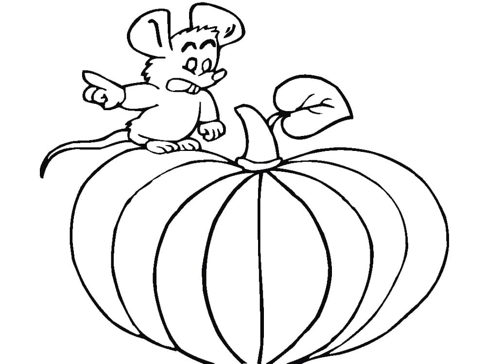 Mouse on a pumpkins coloring page