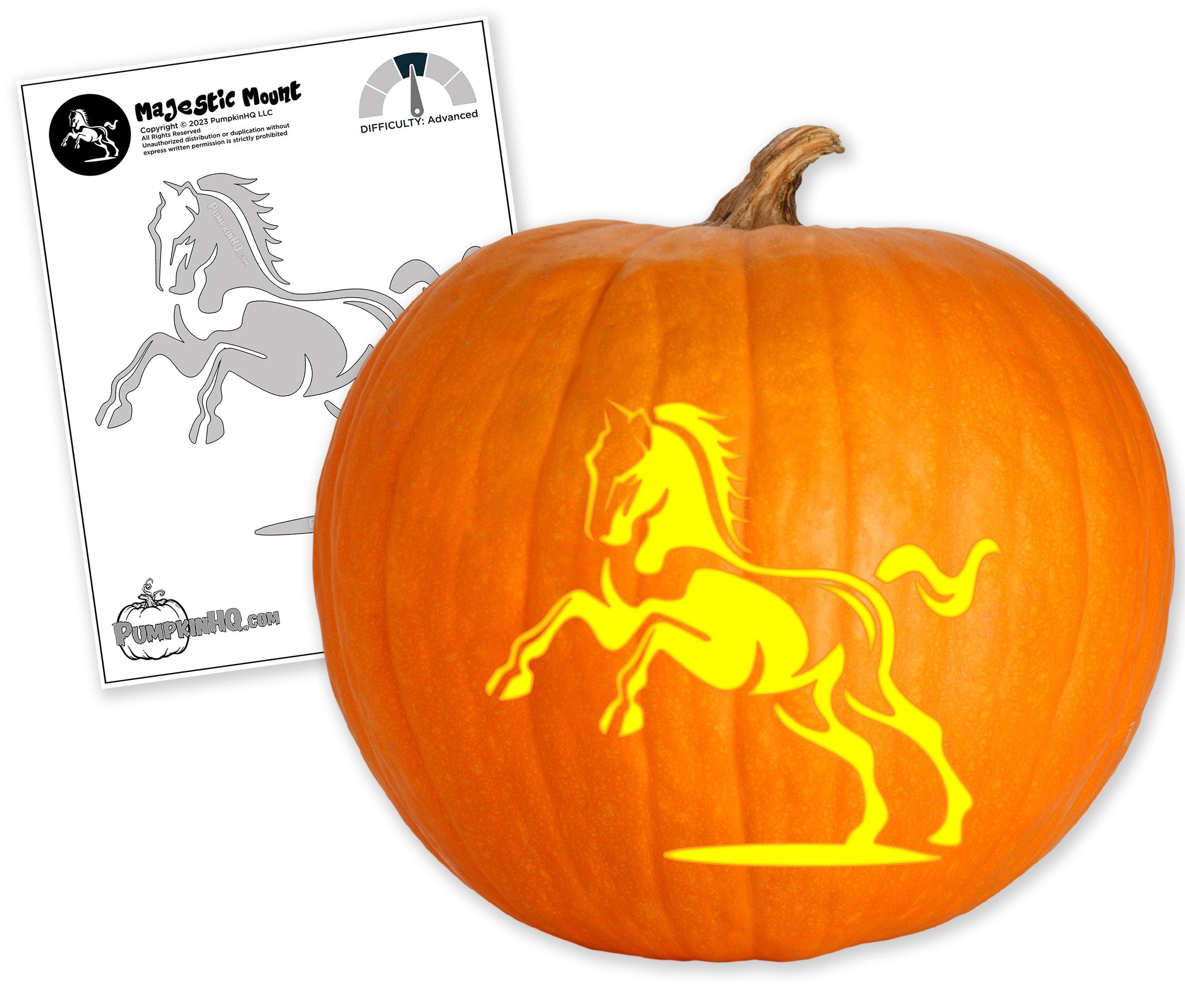 Galloping horse pumpkin carving stencil