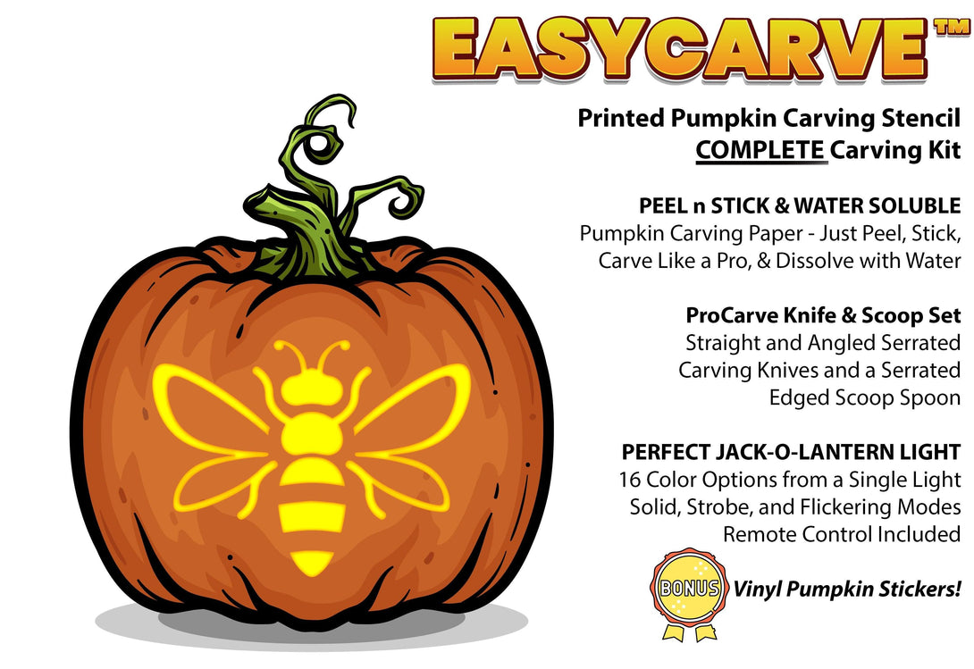 Buzzy bee pumpkin carving stencil