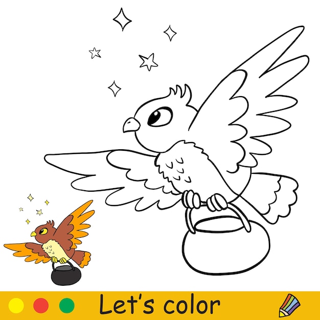 Premium vector kids coloring with template a cute halloween owl with stars