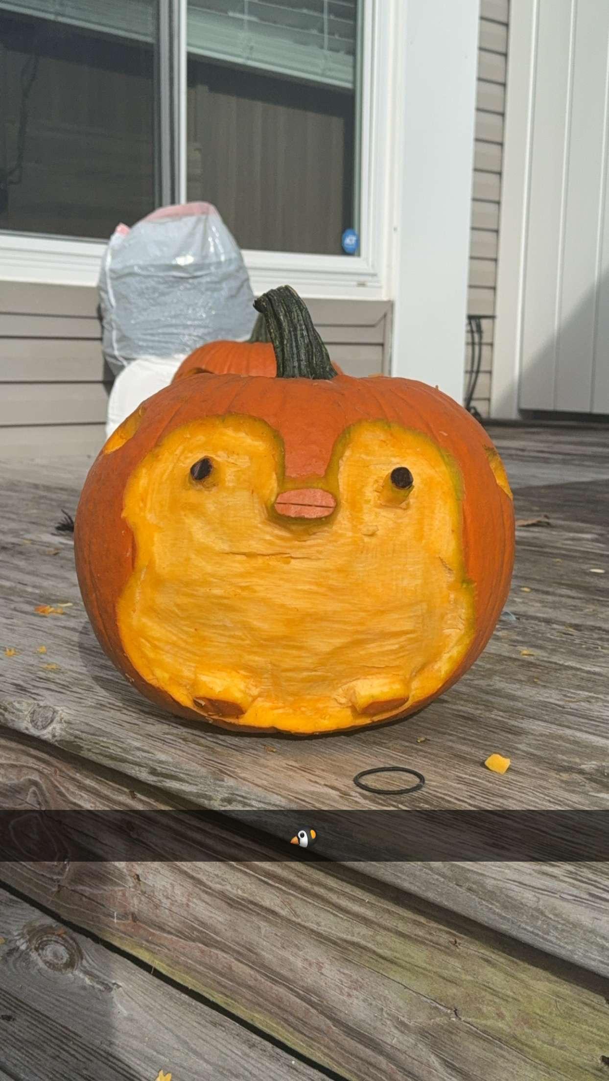Made my pumpkin for the year reference penguin attached rpenguin