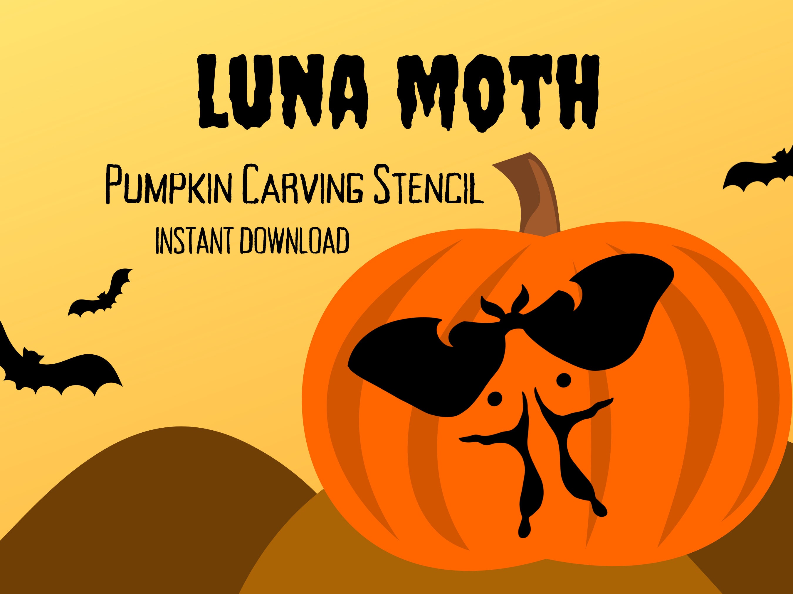 Luna moth pumpkin carving stencil unique halloween jack olantern carving pattern