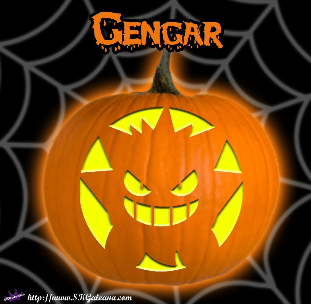 Pumpkin carving template of gengar from pokemon â