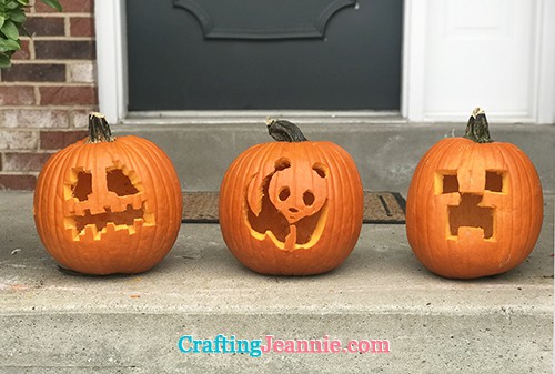 Carve a pumpkin with stencil and plastic wrap