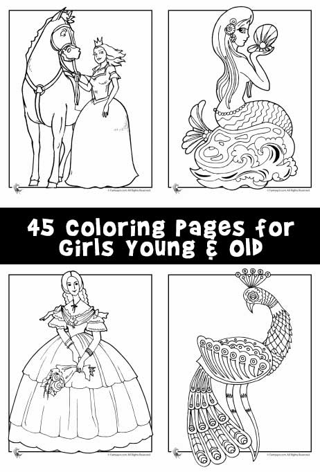 Coloring pages for girls young old woo jr kids activities childrens publishing