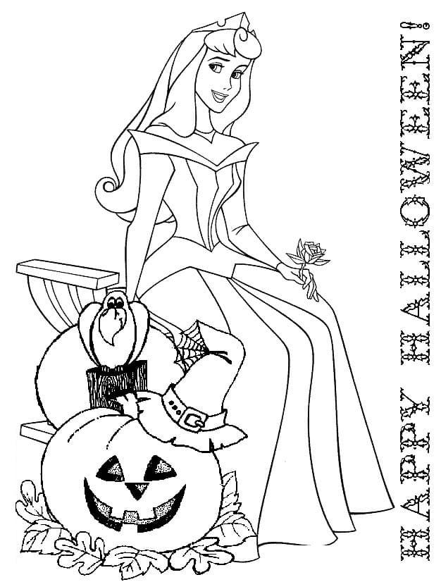 Aurora and pumpkin coloring page halloween coloring pages disney princess coloring pages princess coloring pages