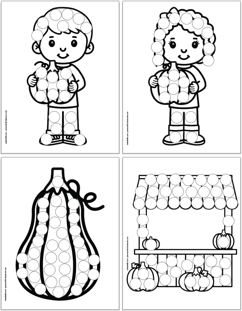 Free printable pumpkin patch dot marker pages