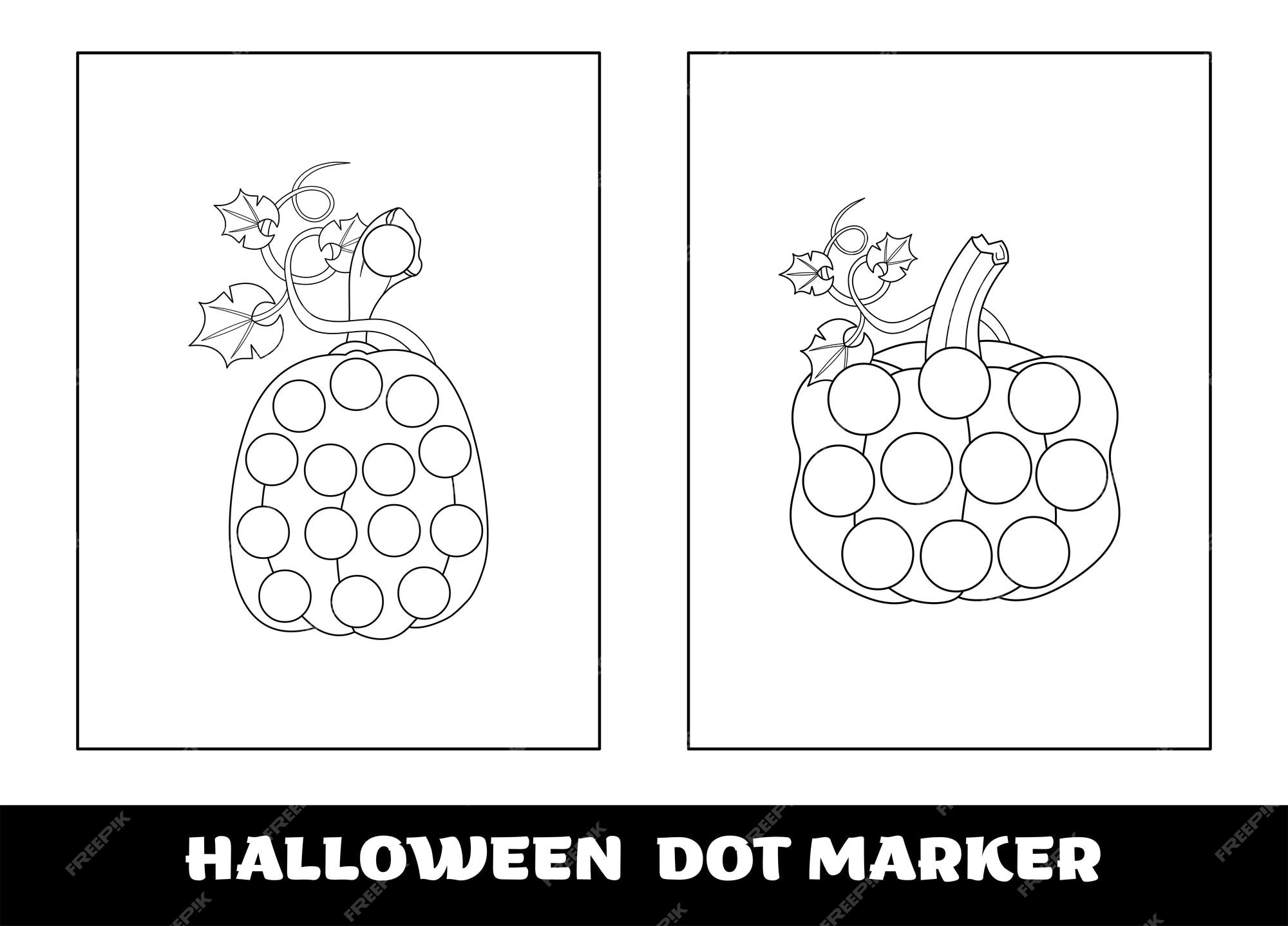 Premium vector halloween education dot marker coloring page game for preschool children