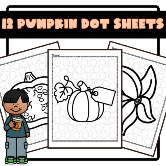 Pumpkin dot painting bundle dot marker activities printables for do a dot