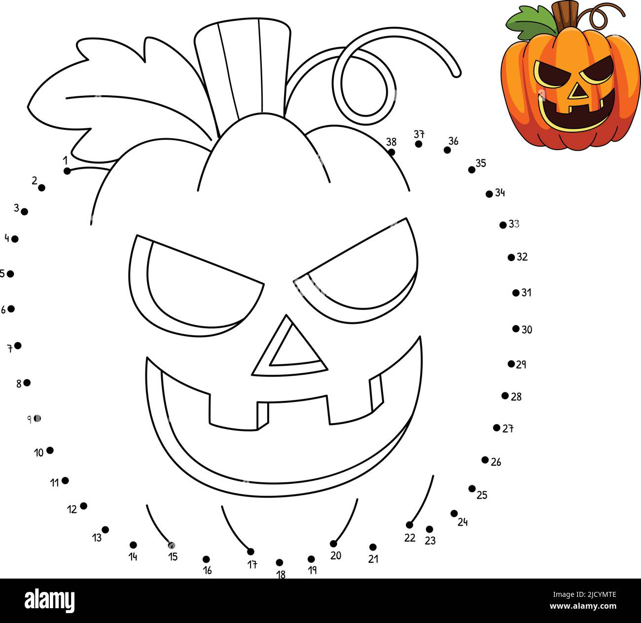 Dot to dot pumpkin halloween isolated coloring stock vector image art