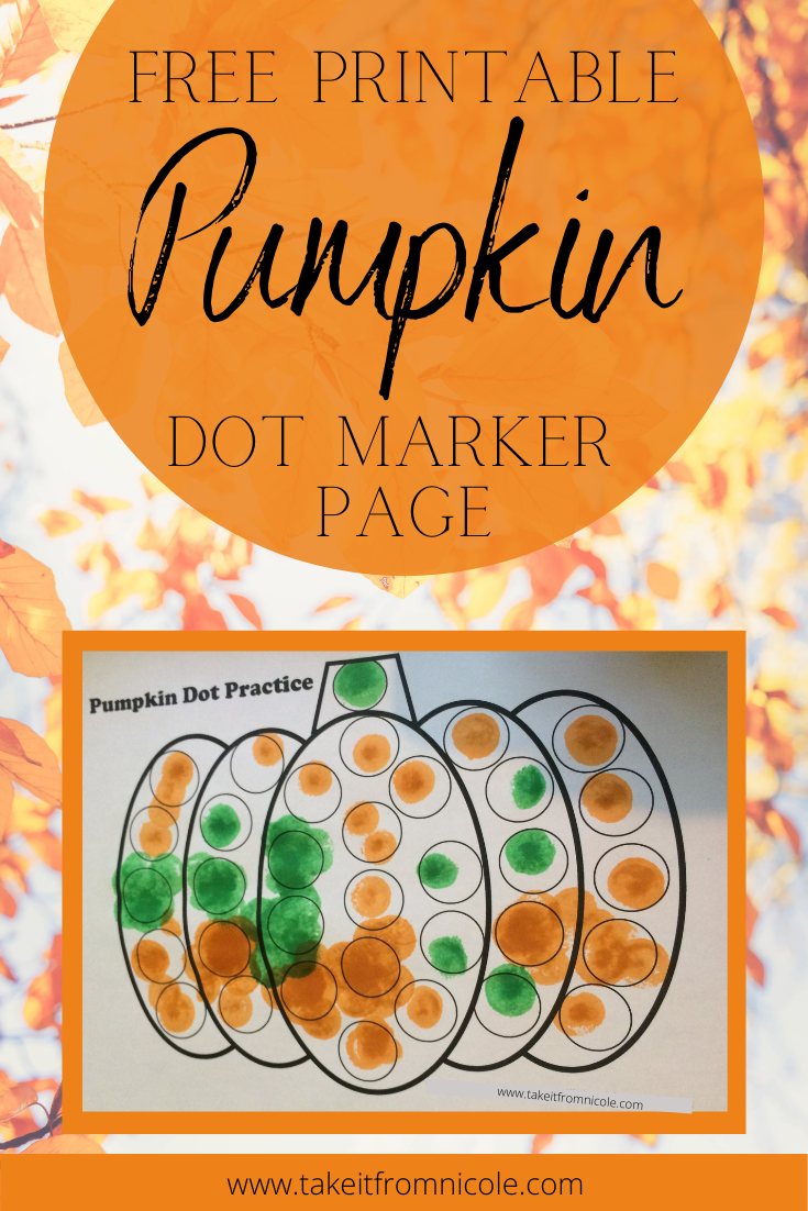 Free printable pumpkin dot practice