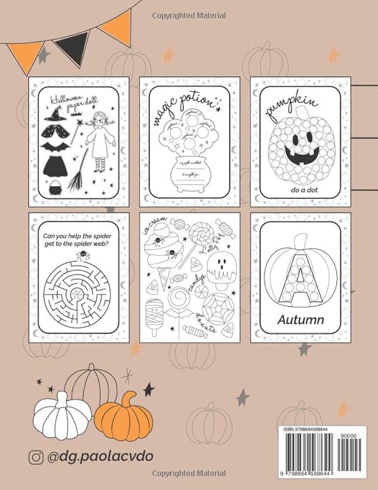 Halloween activity book for kids magic pumpkins word searches mazes spot the difference dot to dot coloring pages and more holiday coloring books acevedo paola books