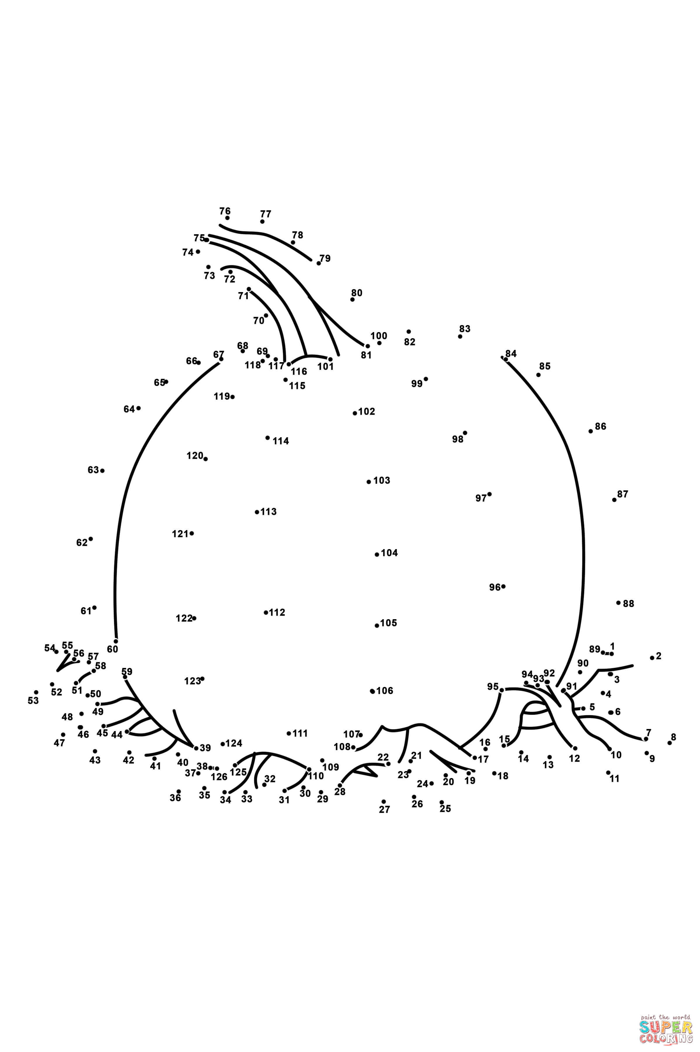 Fresh pumpkin before harvest dot to dot free printable coloring pages