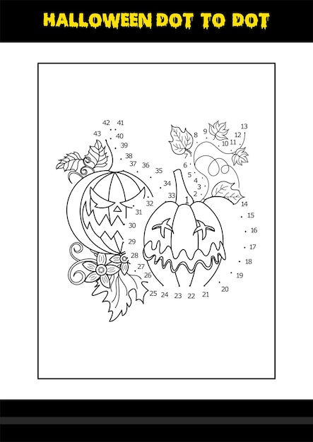 Premium vector halloween dot to dot coloring page for kids line art coloring page design for kids