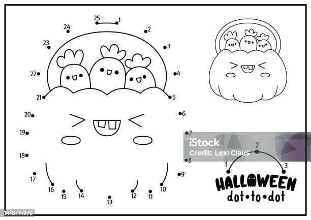 Vector dottodot and color activity with cute farmer and cat on the farm connect the dots game for children with funny boy rural country coloring page for kids printable worksheet stock illustration
