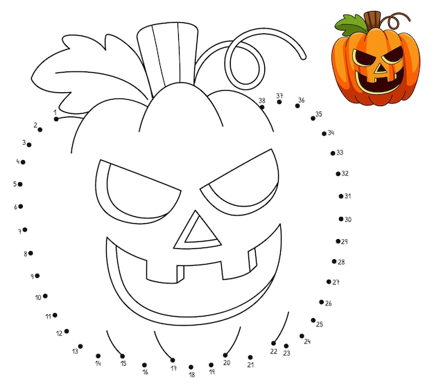 Premium vector dot to dot pumpkin halloween isolated coloring