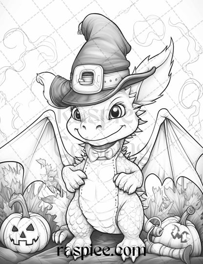 Cute pumpkin dragons graycale coloring pages for adults and kids p â coloring