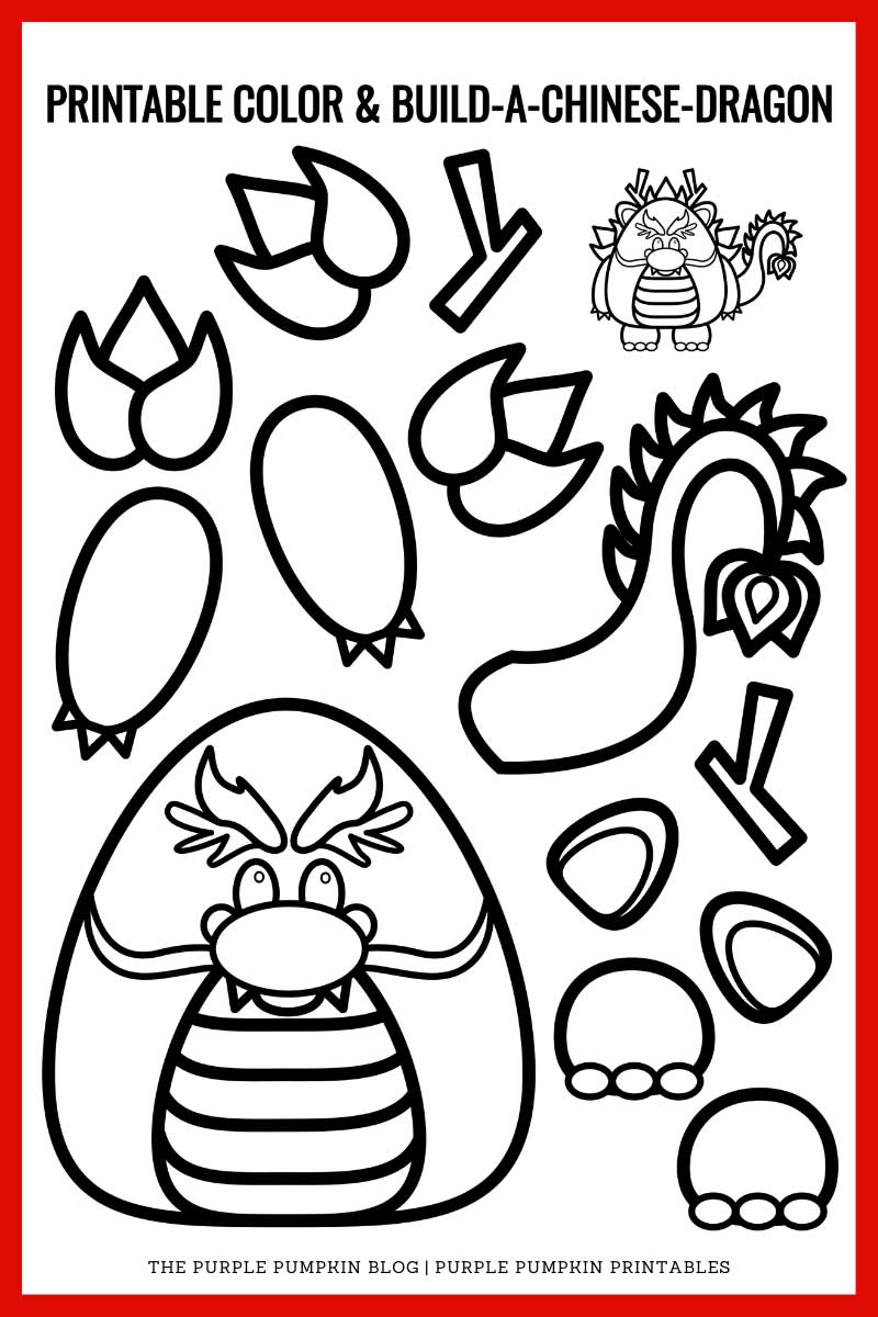 Printable color and build a chinese dragon