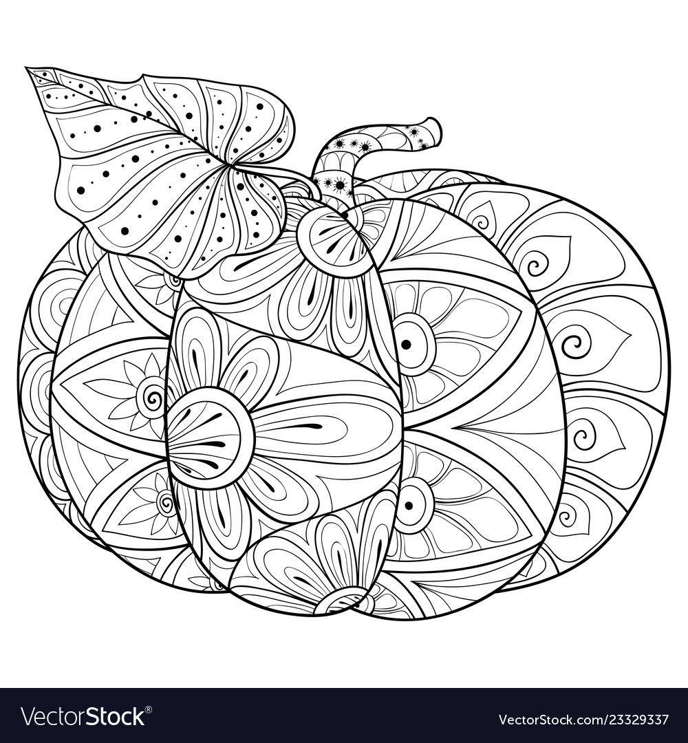 Adult coloring bookpage a cute halloween pumpkin vector image