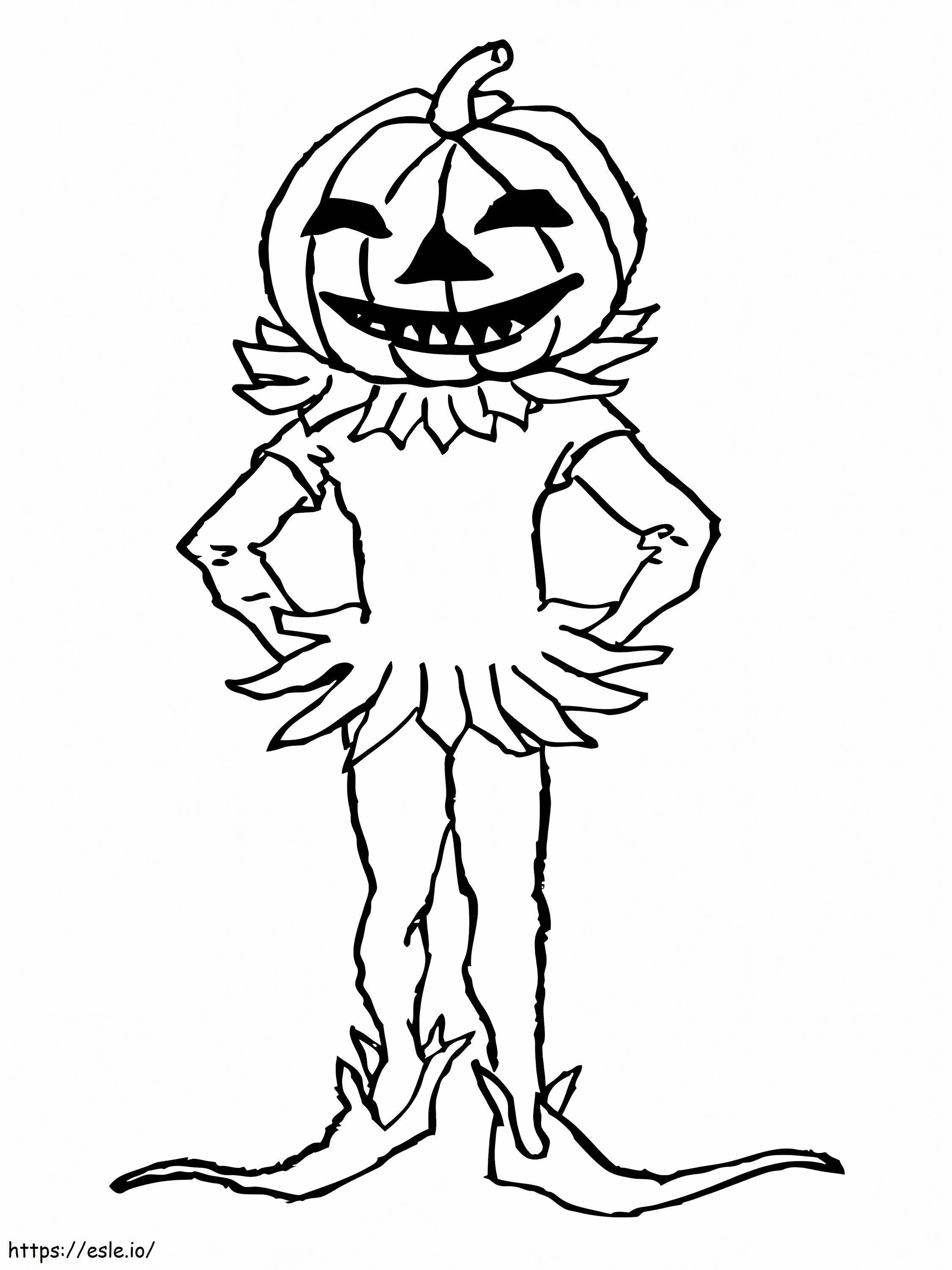 Creepy pumpkin head coloring page