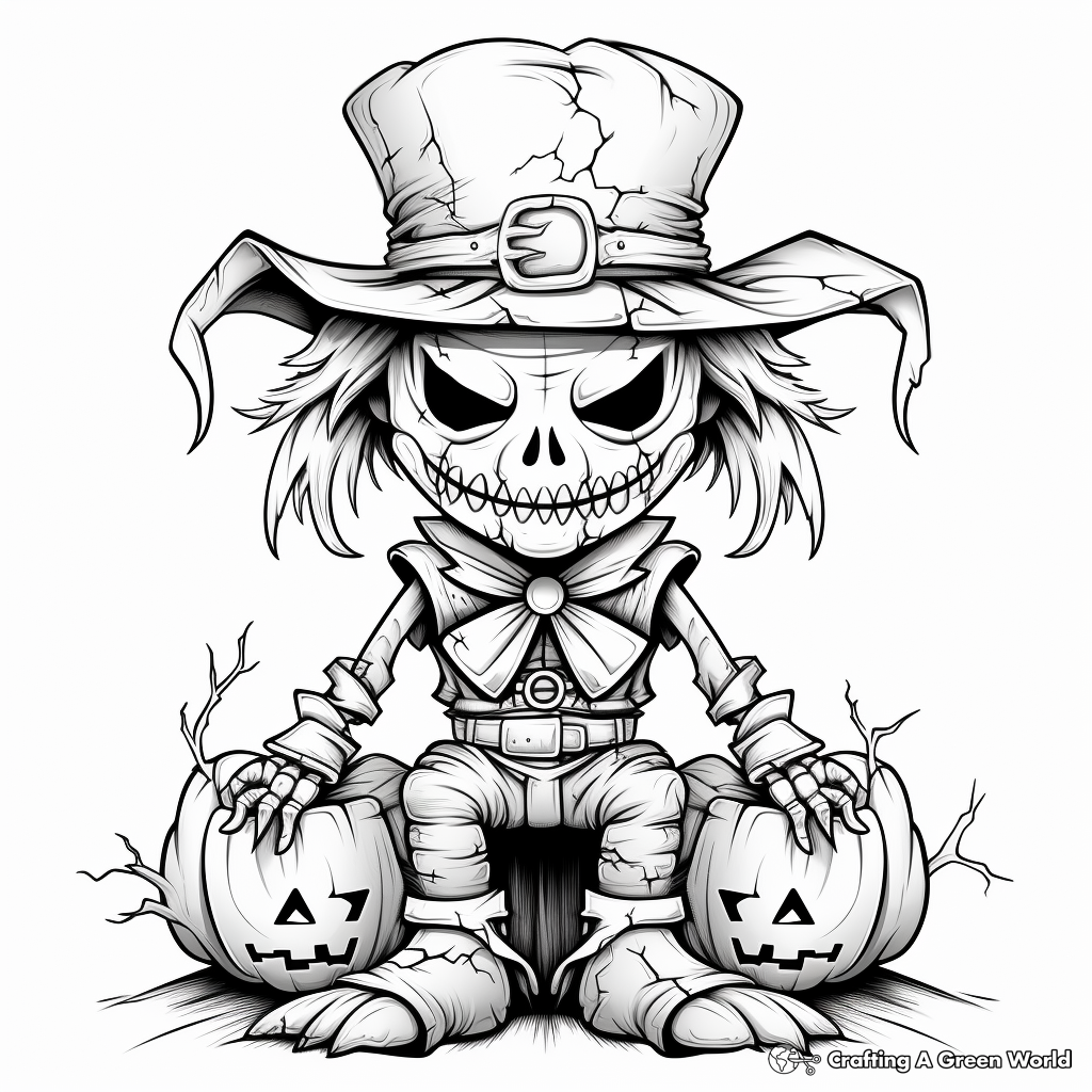 Pumpkin scarecrow coloring pages