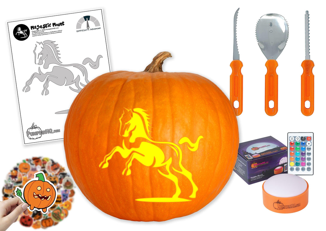 Galloping horse pumpkin carving stencil