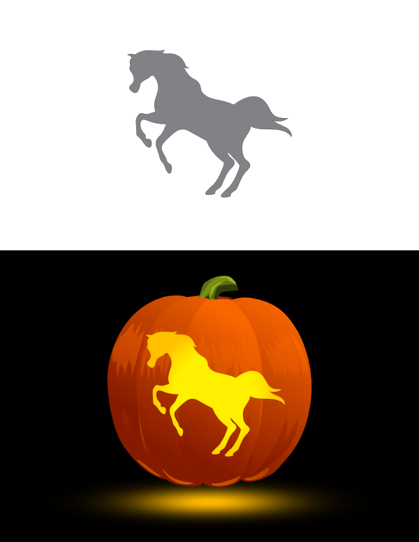Printable rearing arabian horse pumpkin stencil
