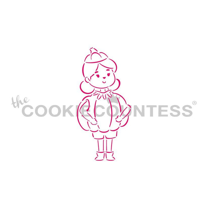 Pumpkin girl pyo stencil for halloween
