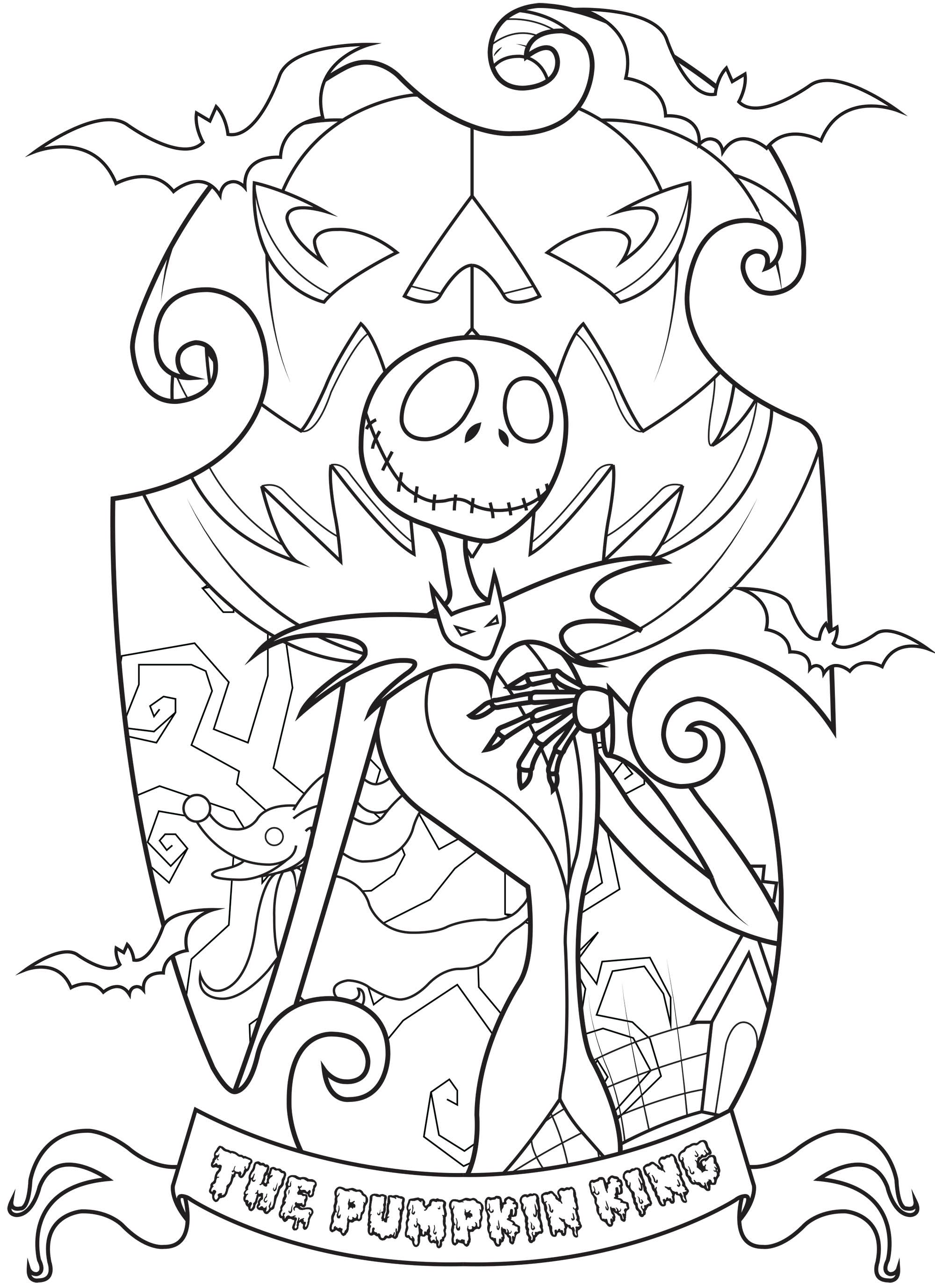Color jack skellington king of halloween town hes a character and the main pâ halloween coloring book free halloween coloring pages halloween coloring sheets