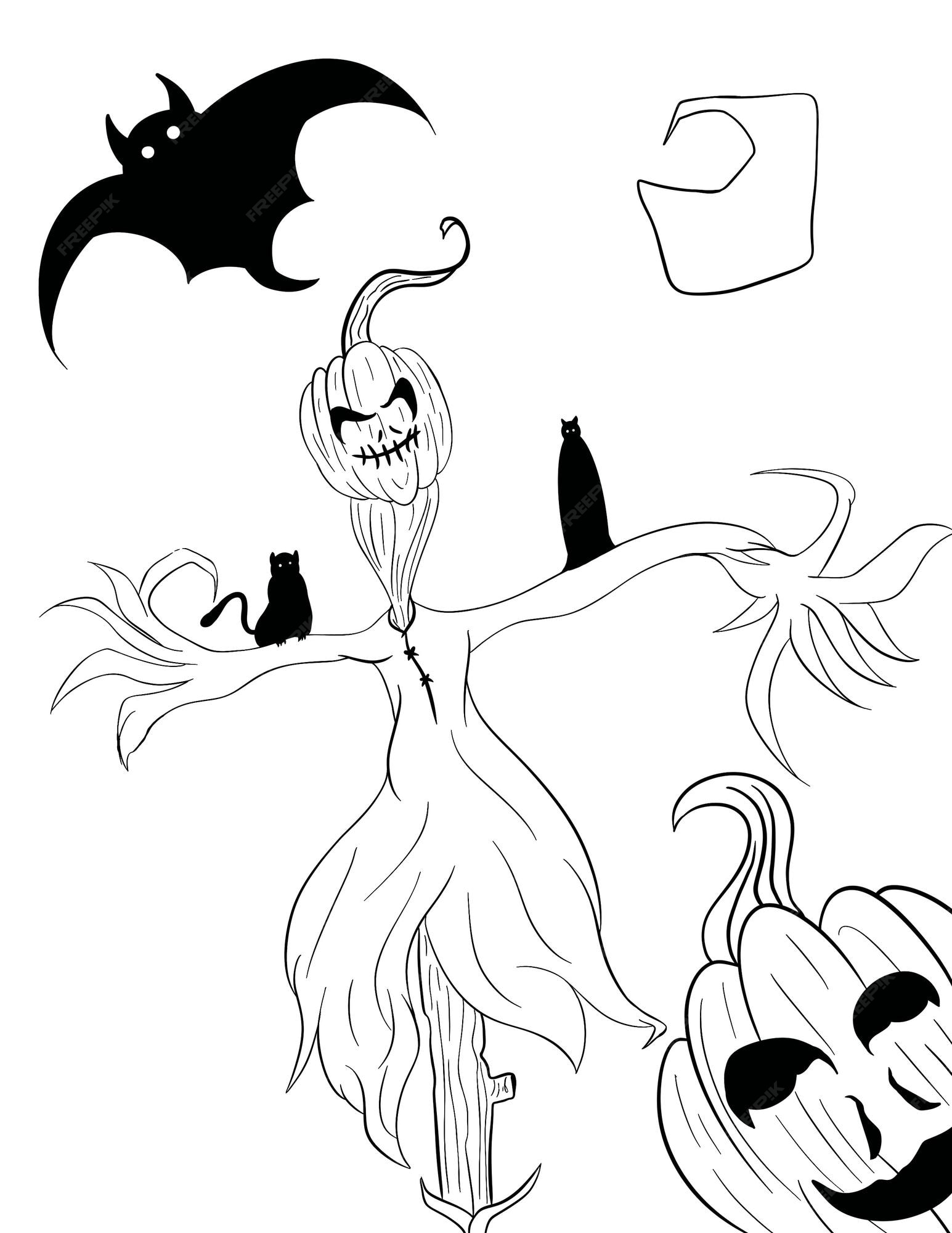 Premium vector halloween coloring page for kids