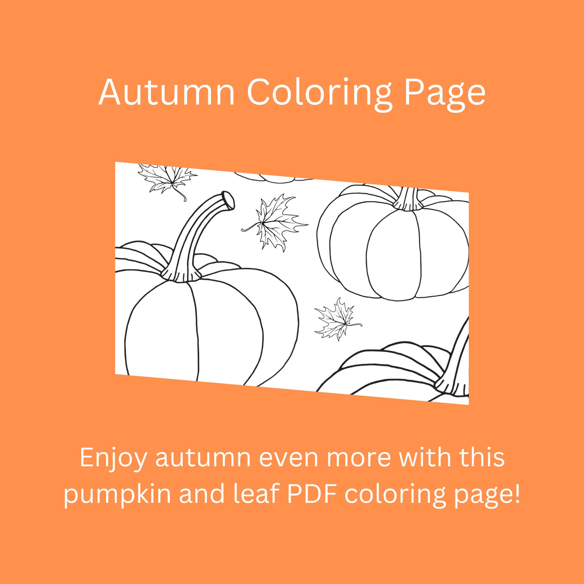 Autumn pumpkin and leaf coloring page