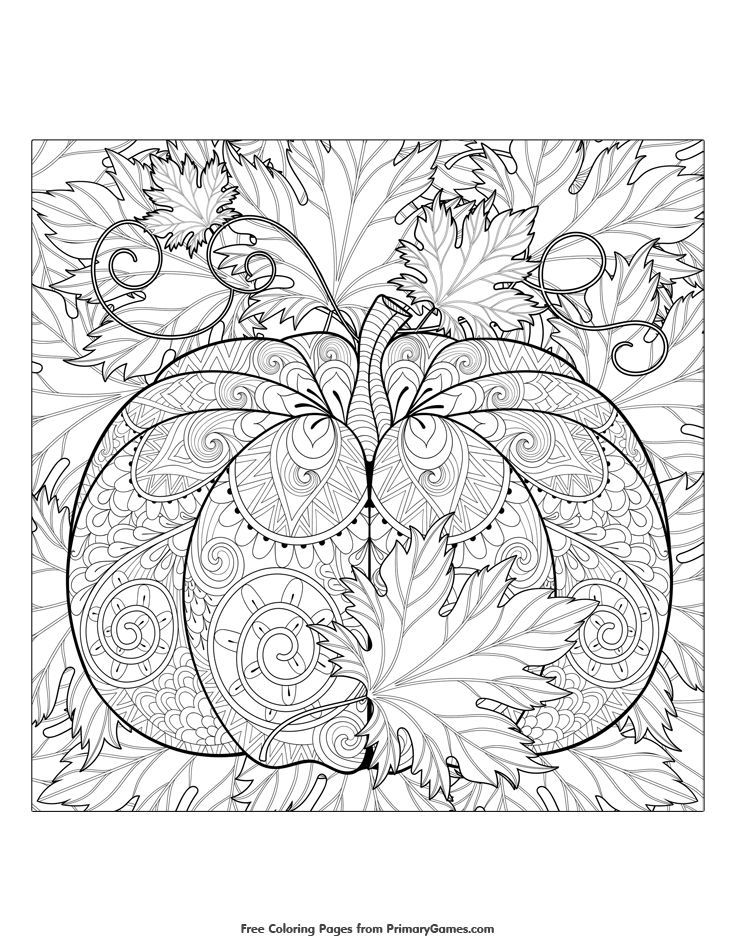 Pumpkin and leaves coloring page â free printable ebook fall coloring pages halloween coloring pages coloring pages
