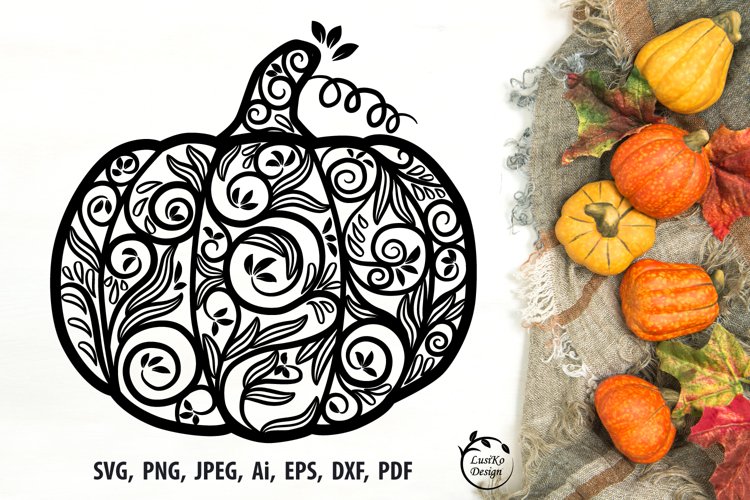 Decorative fall pumpkin swirl mandala svg cut file
