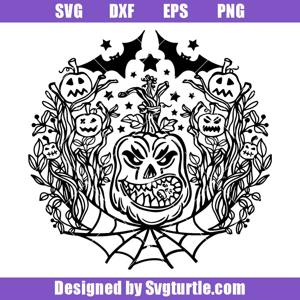 Pumpkin monster mandala svg scary spooky halloween svg