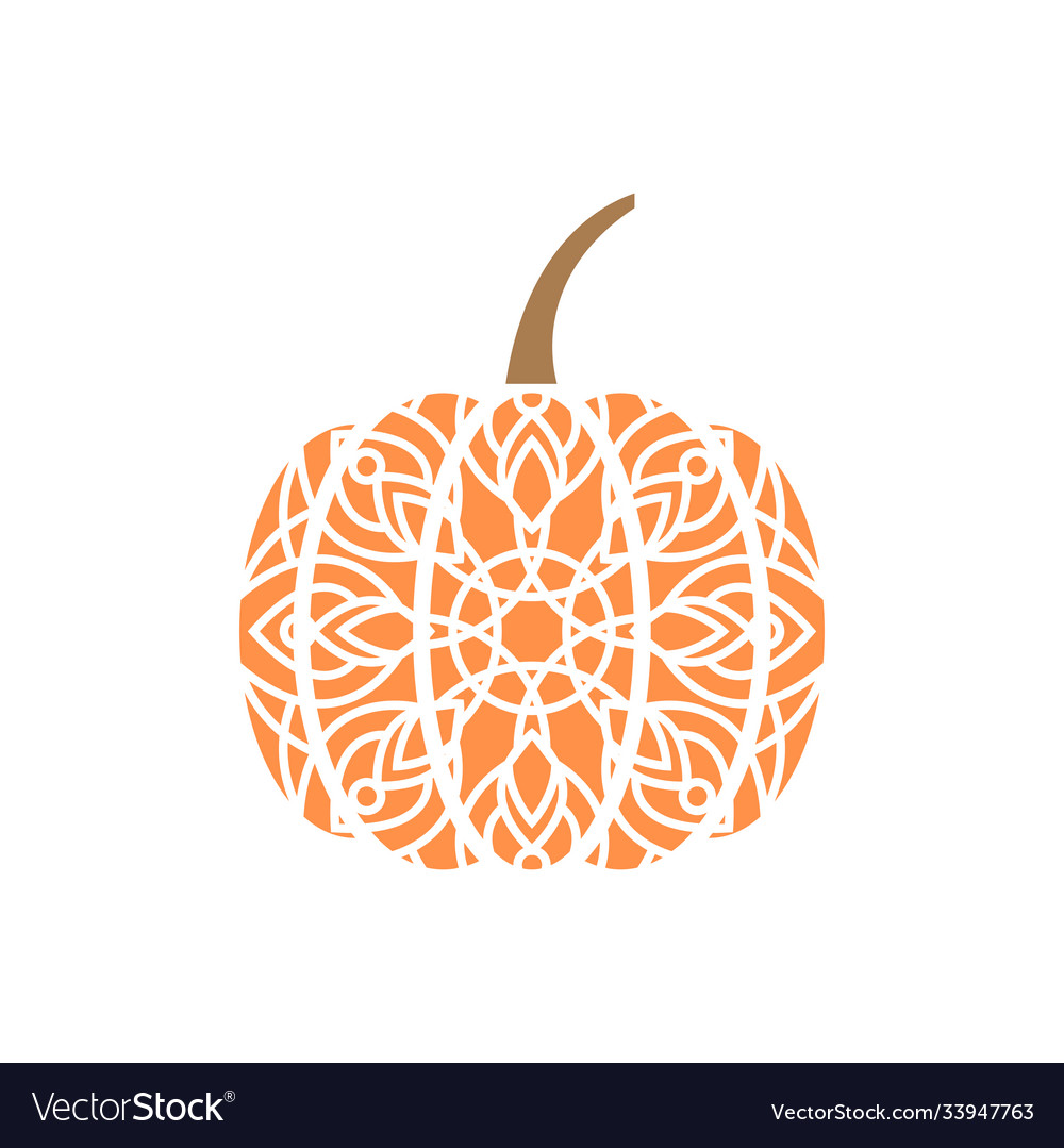 Pumpkin mandala design template isolated vector image