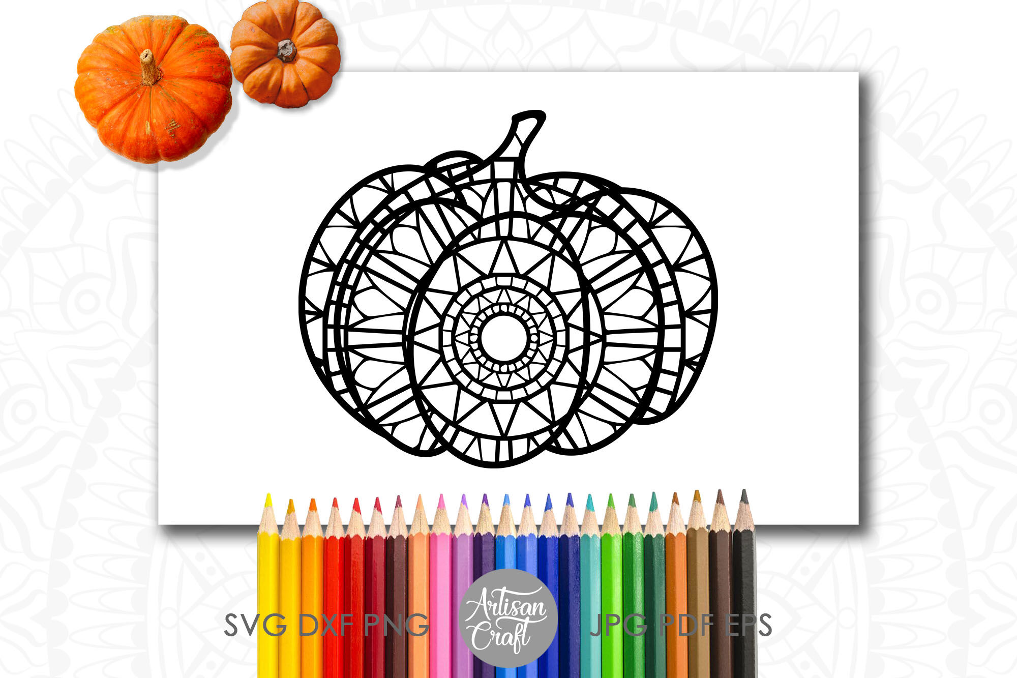 Pumpkin zentangle svg and png for sublimation by artisan craft svg