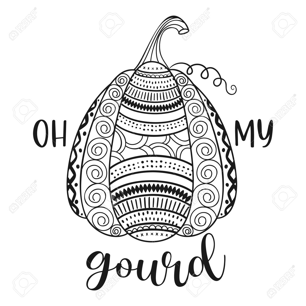 Pumpkin mandala coloring page for adults and kids vector illustration royalty free svg cliparts vectors and stock illustration image