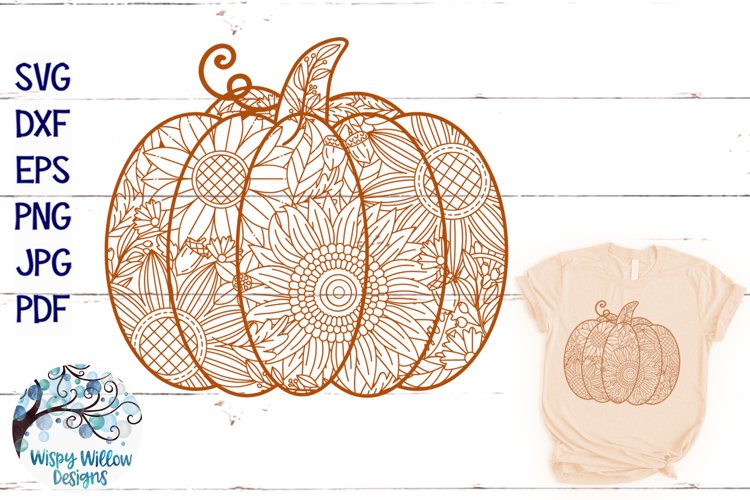 Pumpkin mandala svg intricate fall zentangle
