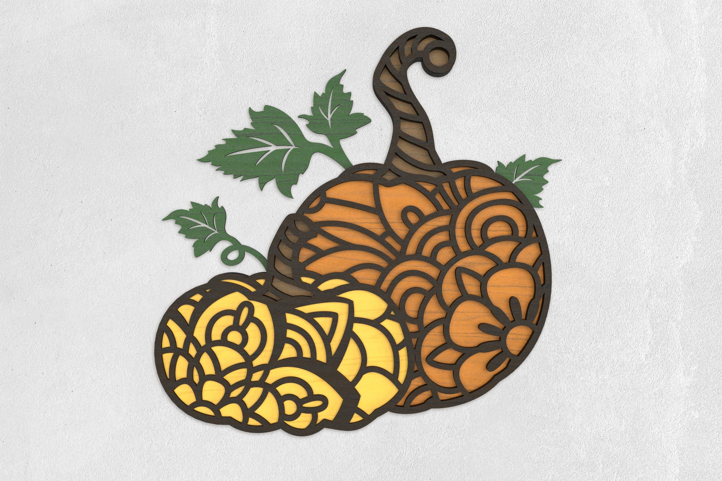 Fall pumpkins mandala layered svg files