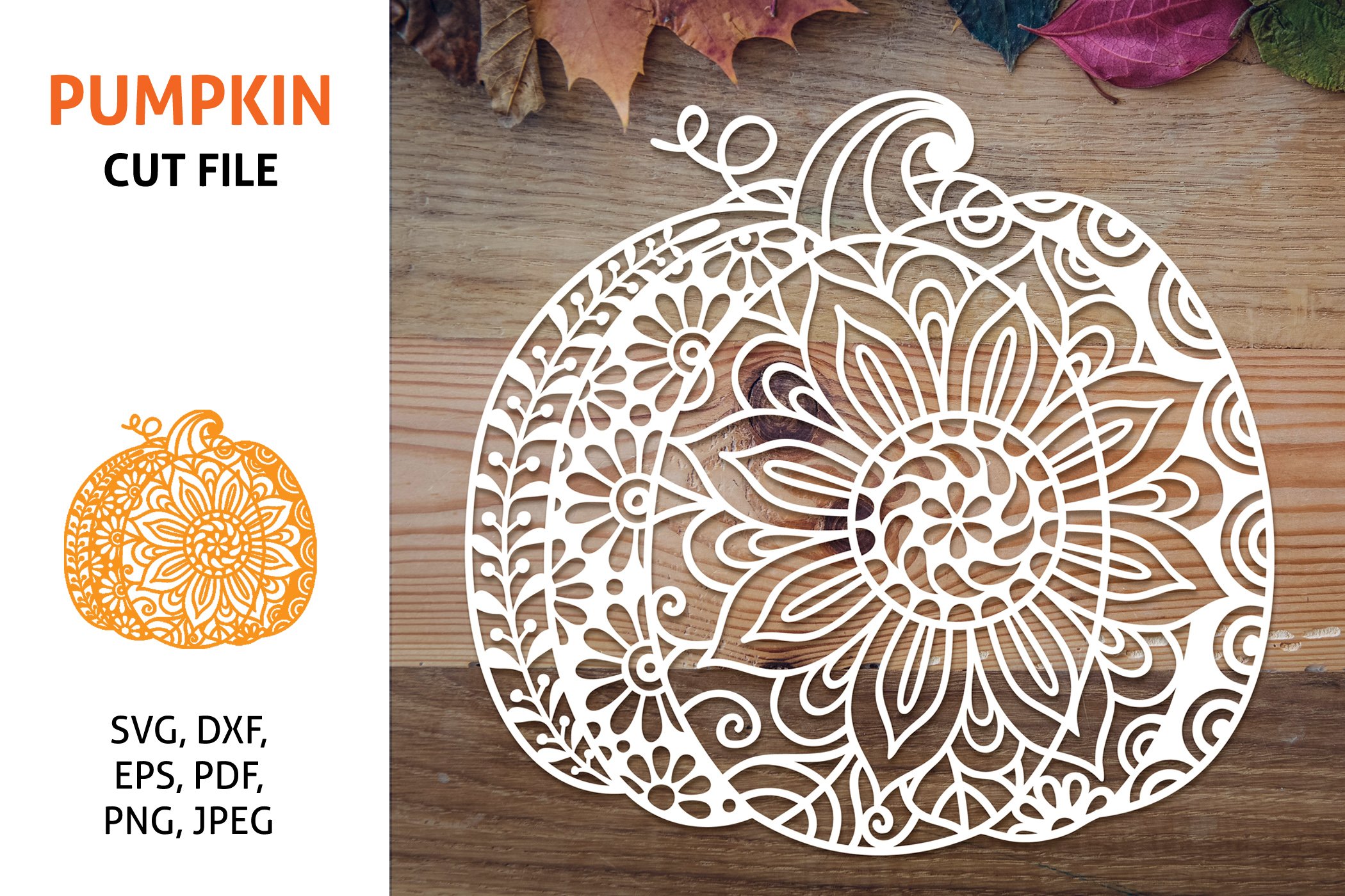 Pumpkin mandala svg fall cut file