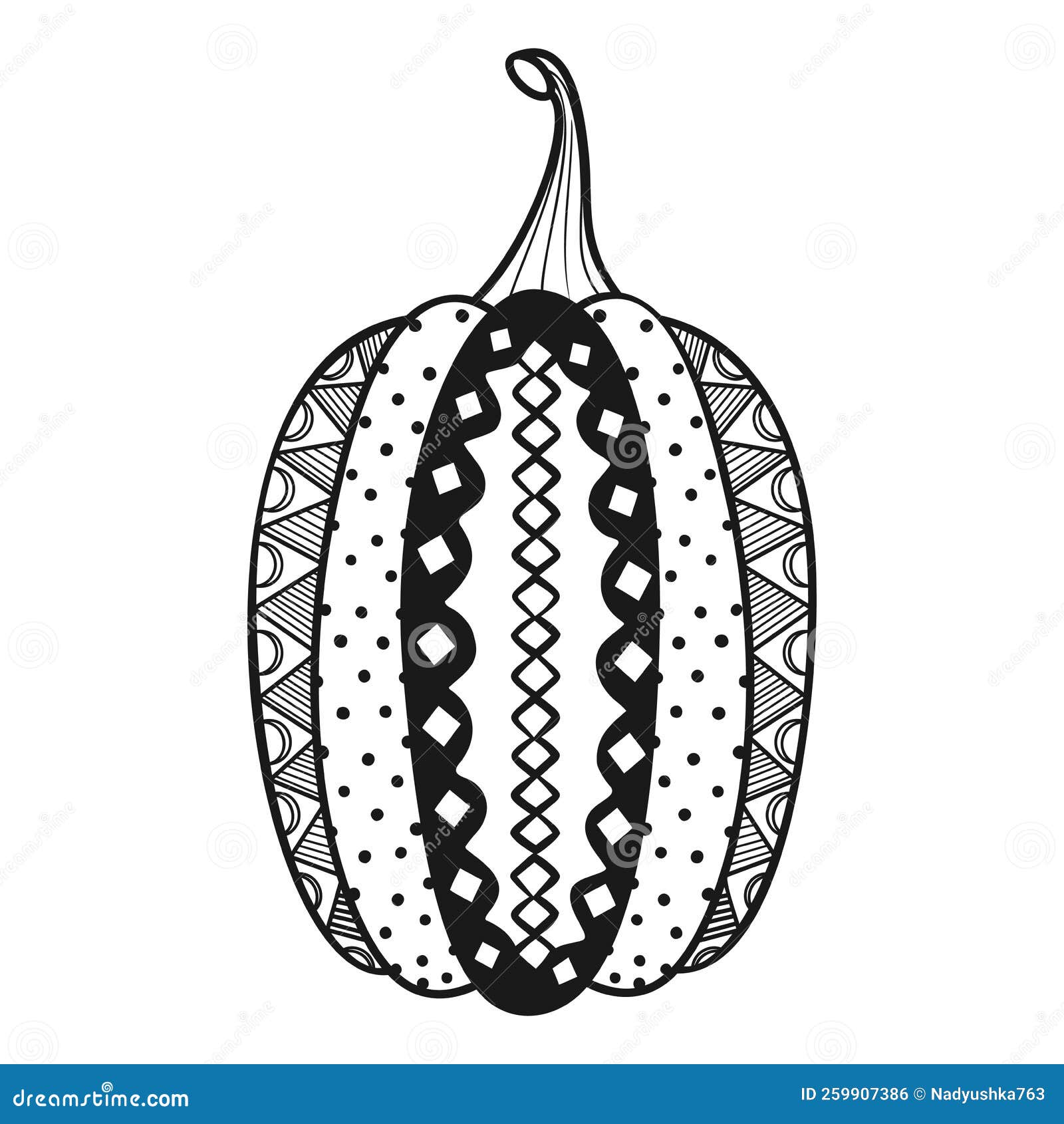 Pumpkin mandala coloring page for adults and kids vector illustration stock vector