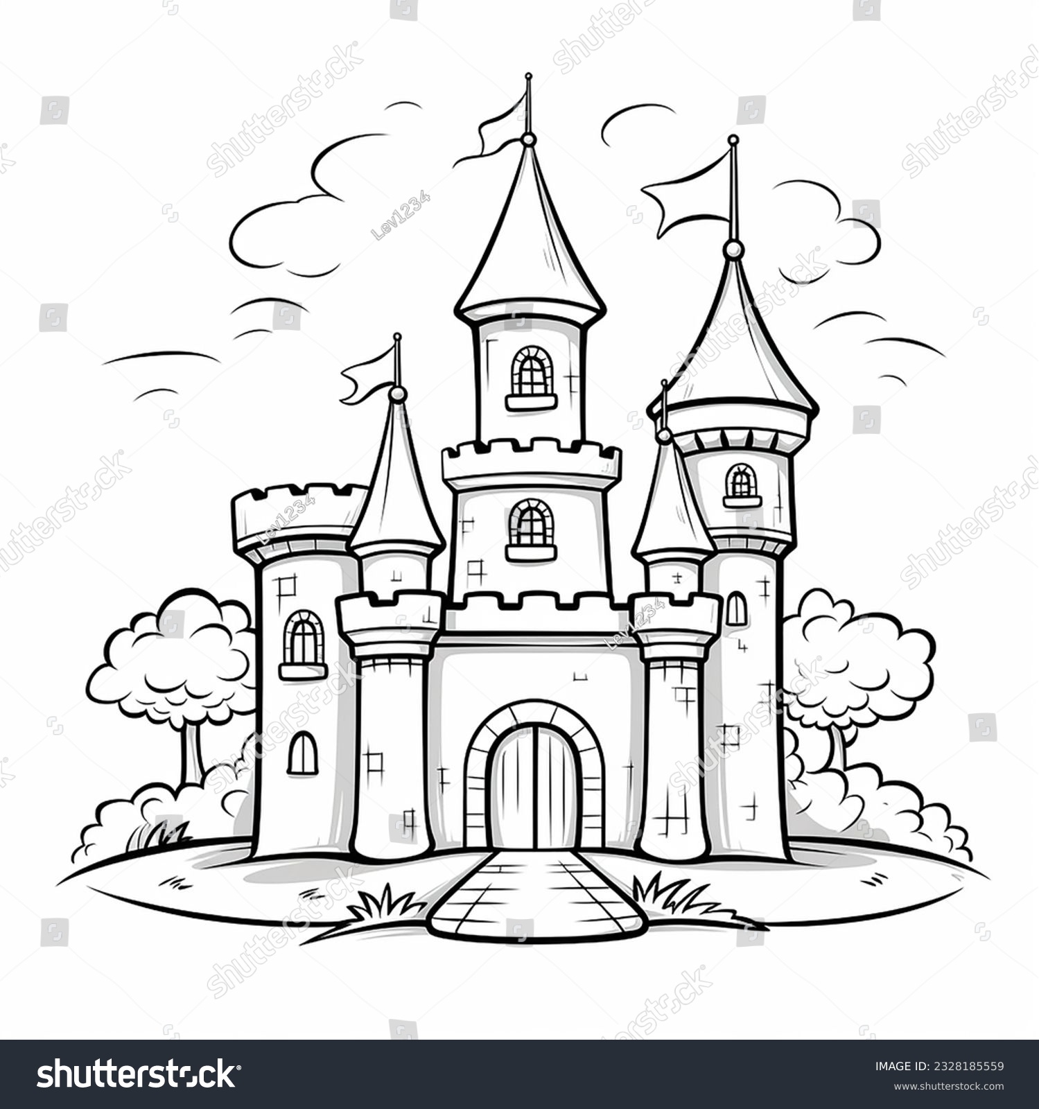Thousand coloring page castle royalty