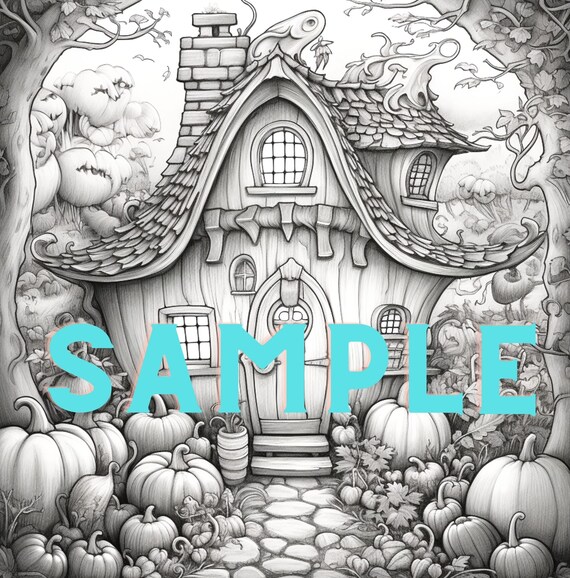 The pumpkin palace grayscale coloring pages