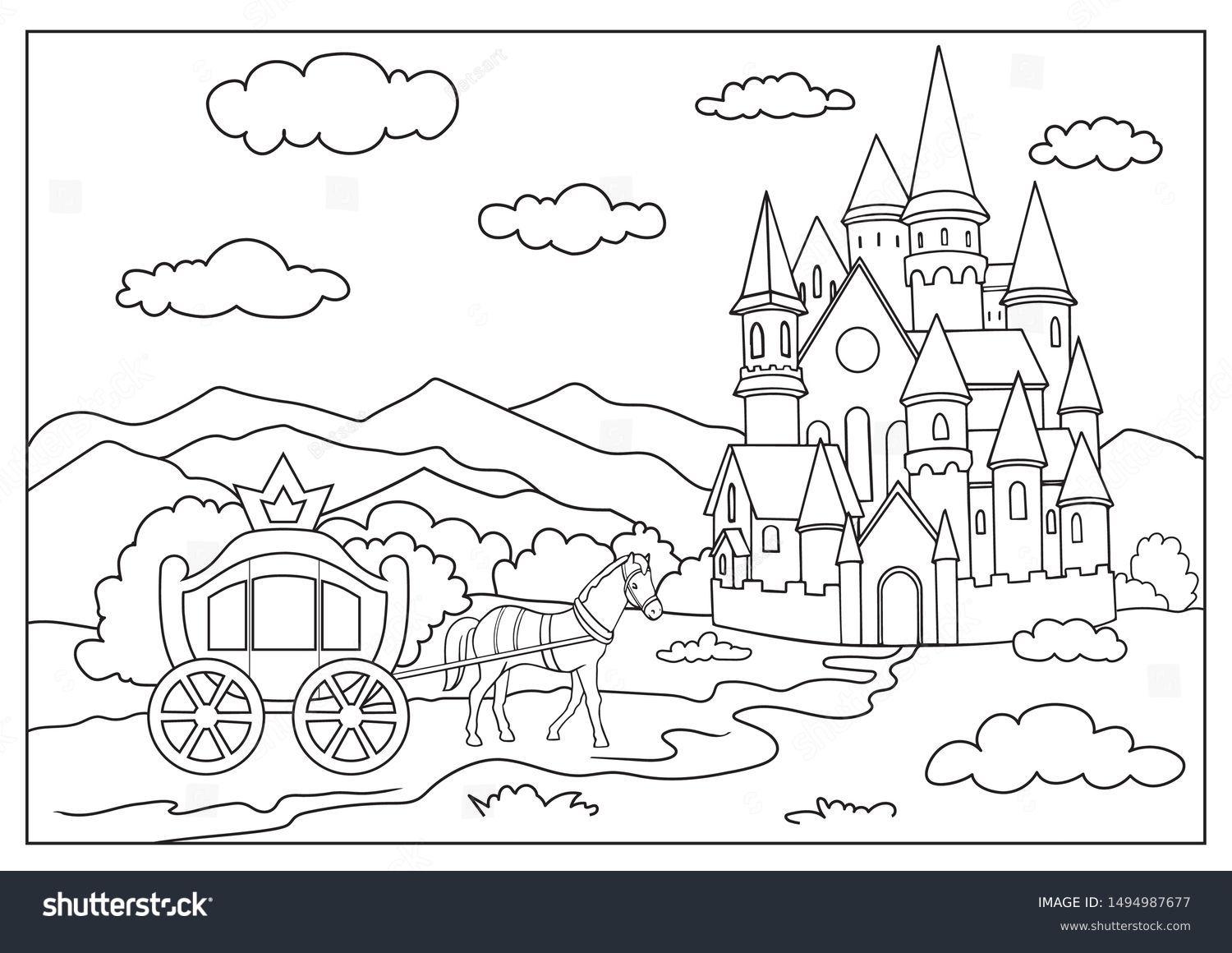 Thousand coloring page castle royalty