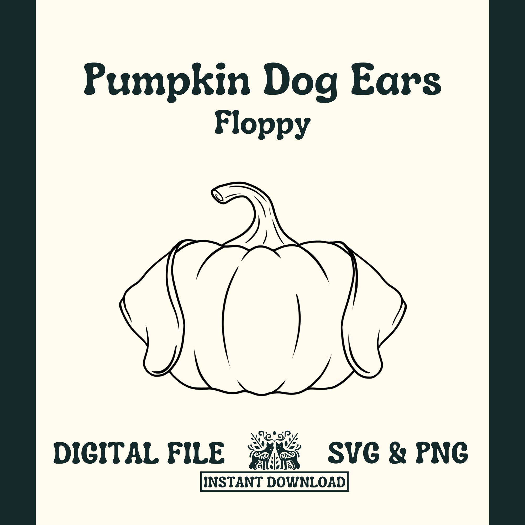 Halloween pumpkin dog ear outline svg cut file and png file for cricut or silhouette digital file download now
