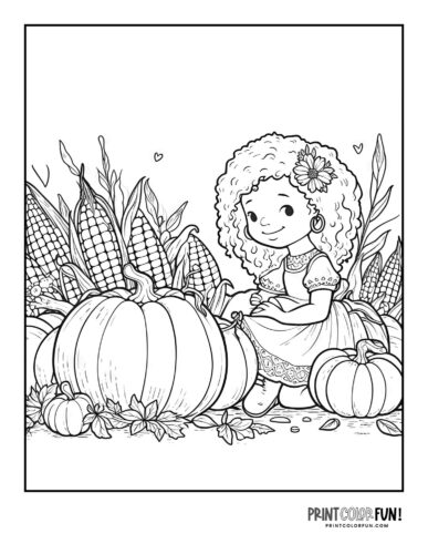Free fall harvest coloring pages autumn pumpkin patches hay rides corn stalks at
