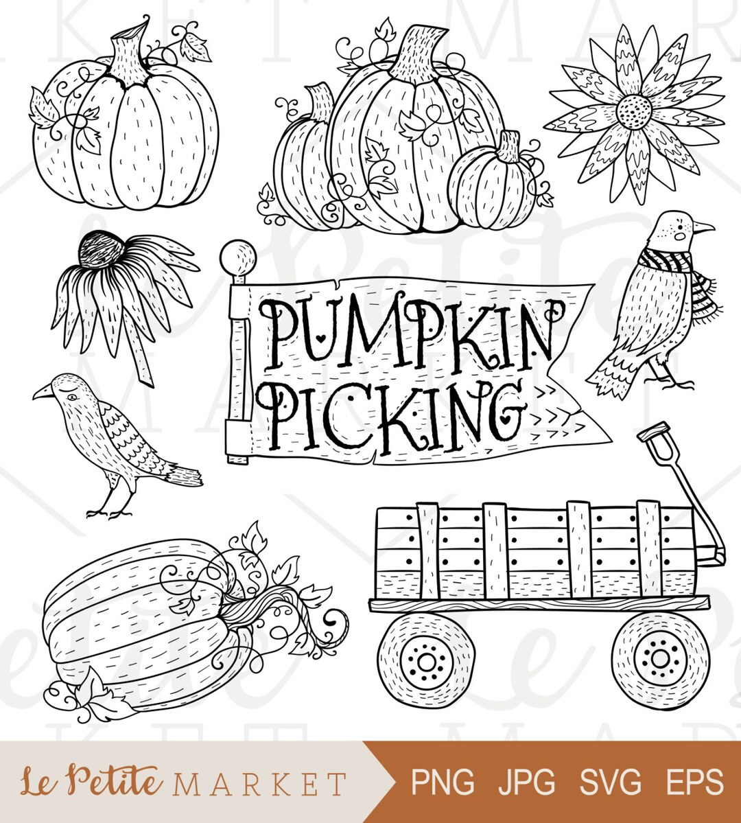 Hand drawn pumpkin patch clip art pumpkin patch clipart hand drawn pumpkins hand drawn halloween clipart pumpkin picking clipart