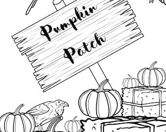 Pumpkin patch coloring page