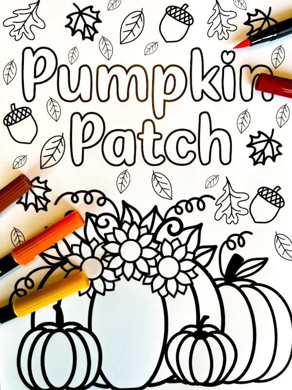 Pumpkin patch colouring page